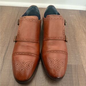 Cole Haan Tan Leather Double Monk Strap Oxfords